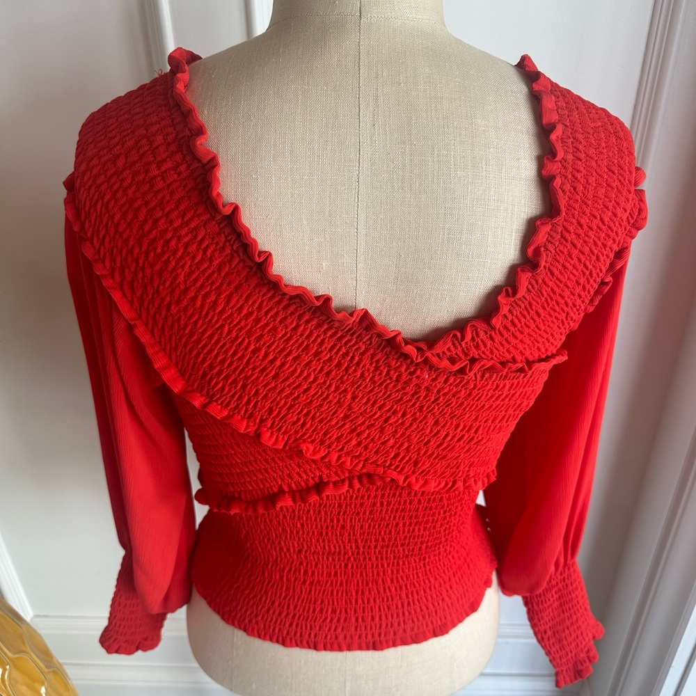 BB Dakota Red-orange off the shoulder top. - Picture 10 of 13